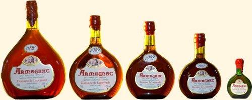 Our vintage bottle of armagnac and a tiny bottle, called 'mignonnette'